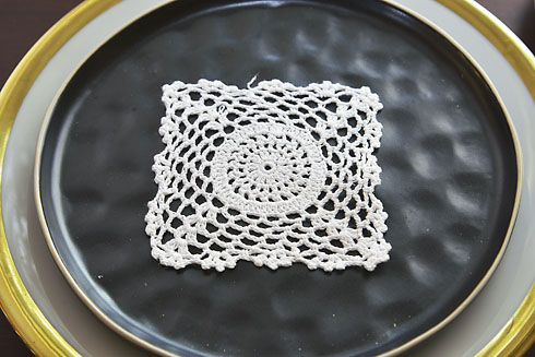 square crochet doily. 4" square. white color 12 pieces